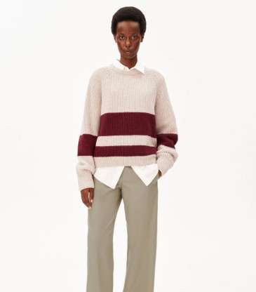 Pull rib rayures honey velvet red