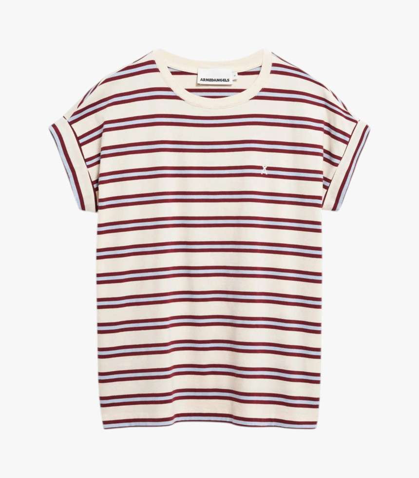 T-shirt rayé Idaara rouge et bleu