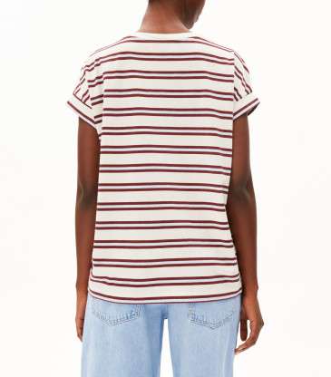 T-shirt rayé Idaara rouge et bleu