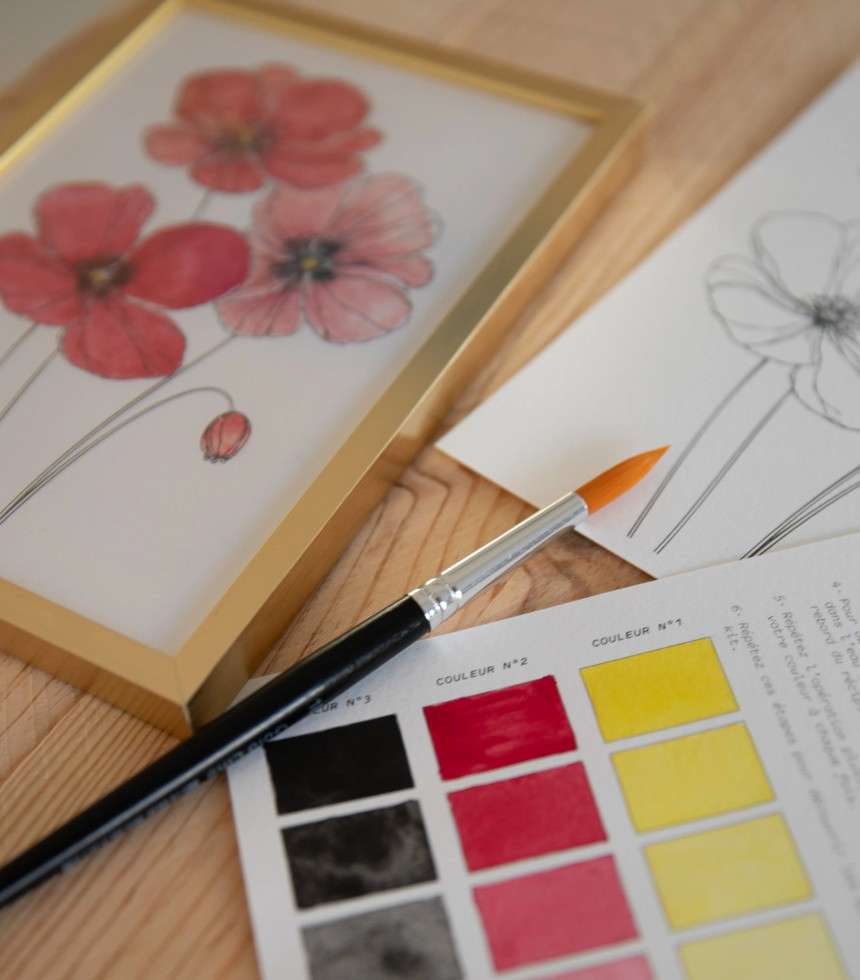 Kit aquarelle coquelicots