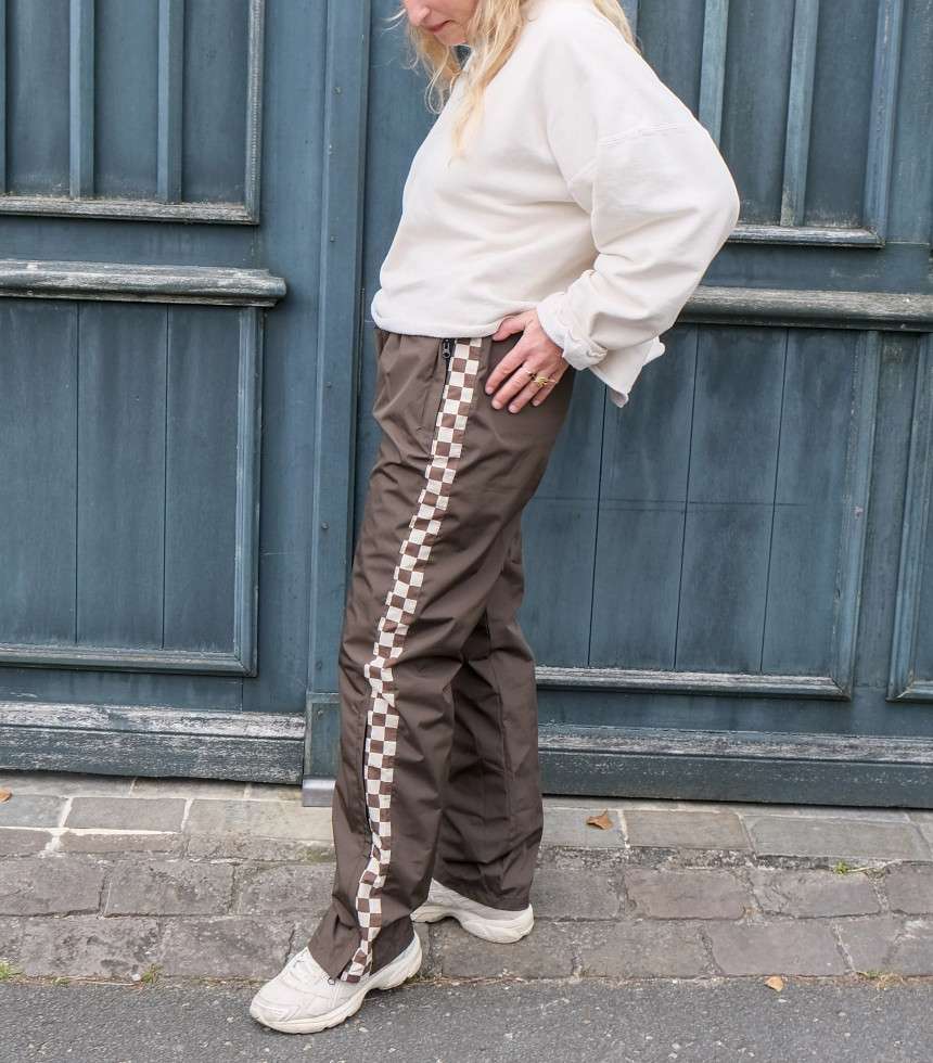 Pantalon de pluie damier kaki