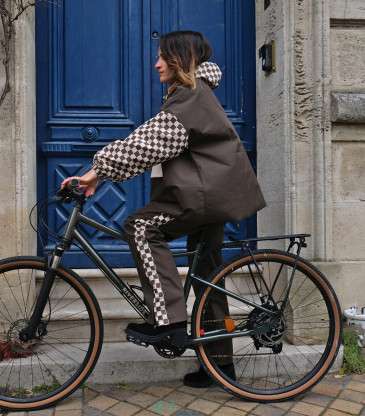 Pantalon de pluie damier kaki