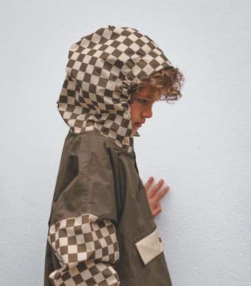 Poncho de pluie damier kaki