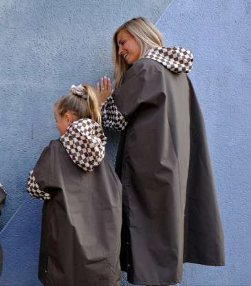 Poncho de pluie damier kaki