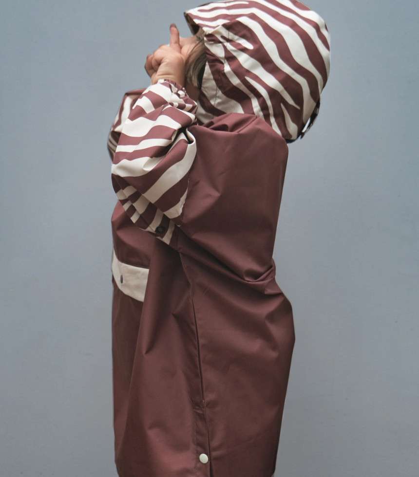 Poncho de pluie enfant zèbre chocolat