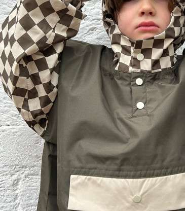 Poncho de pluie damier kaki