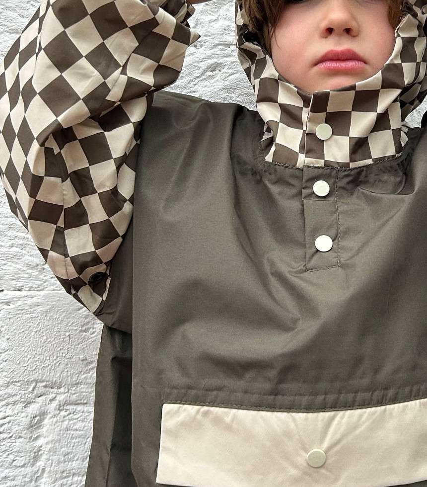 Poncho de pluie damier kaki