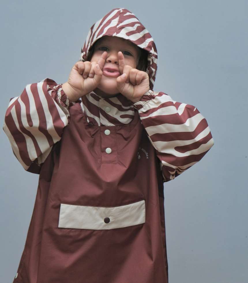 Poncho de pluie enfant zèbre chocolat