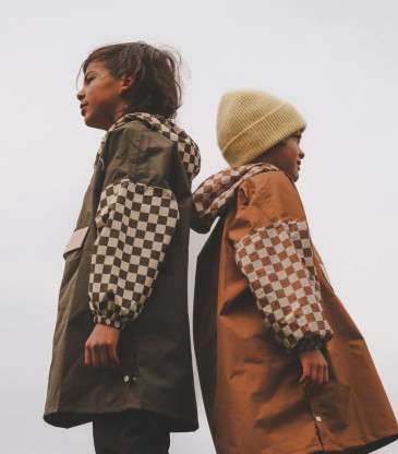 Poncho de pluie damier kaki