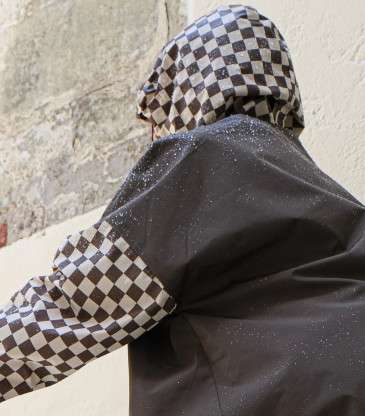 Poncho long damier kaki