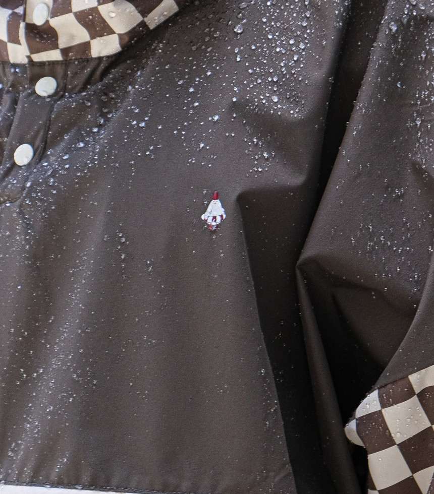 Poncho de pluie court damier kaki