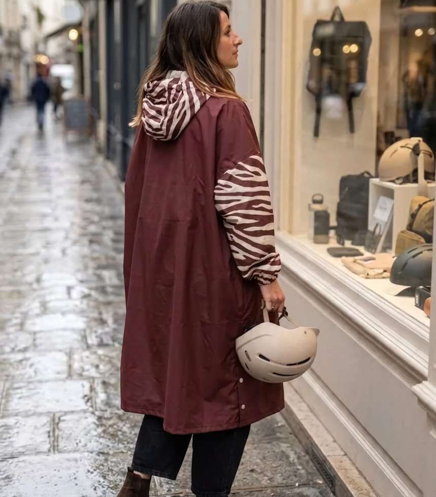 Poncho long chocolate zebra
