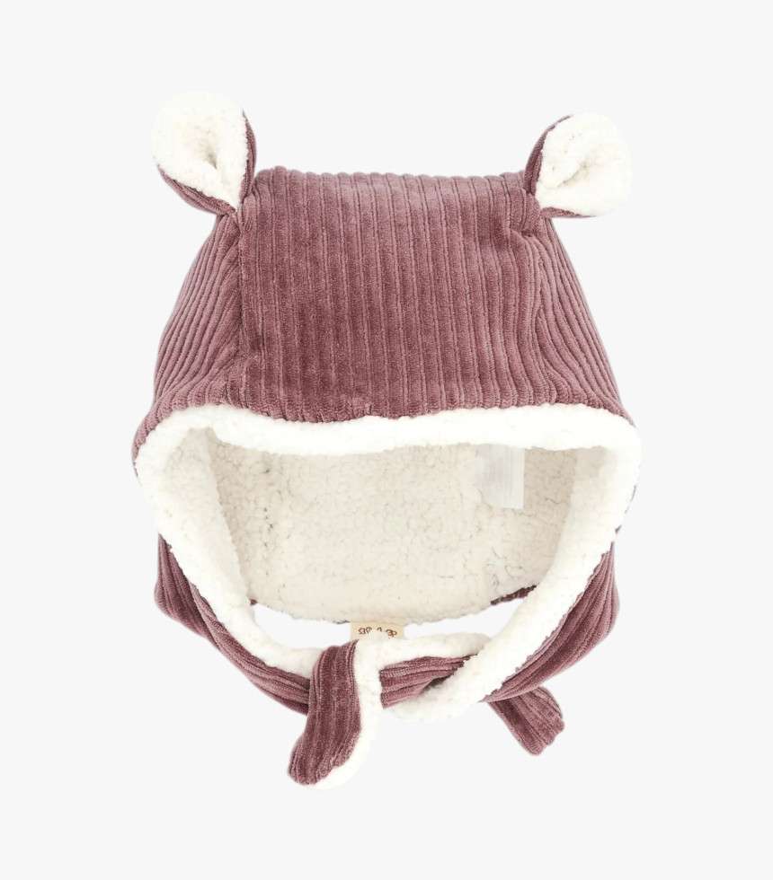 Bonnet velours réversible parme