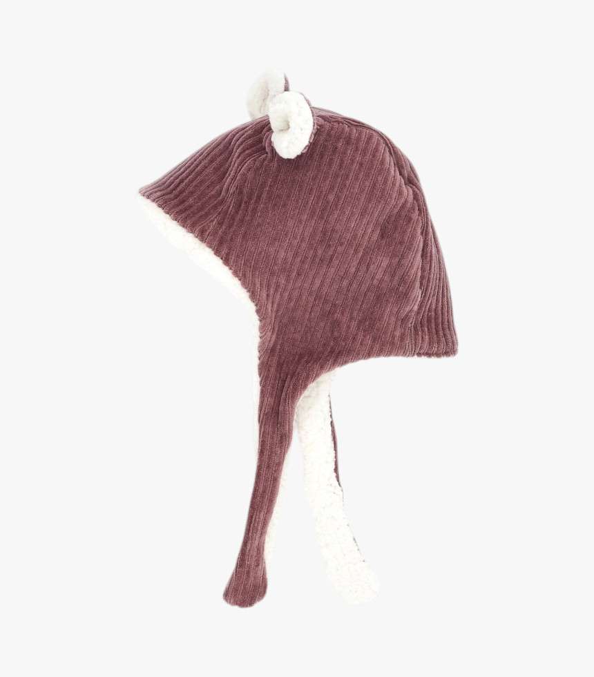 Bonnet velours réversible parme