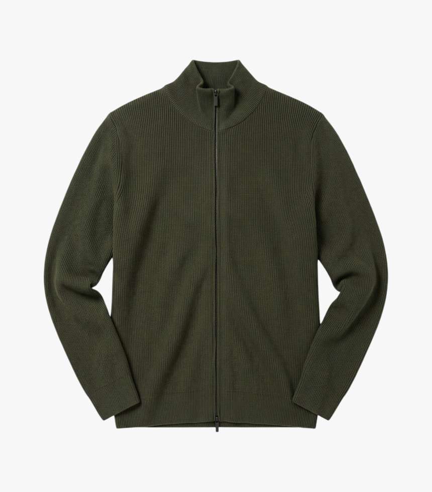 Pull zip laine mérinos vert olive