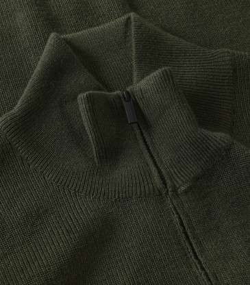 Pull zip laine mérinos vert olive