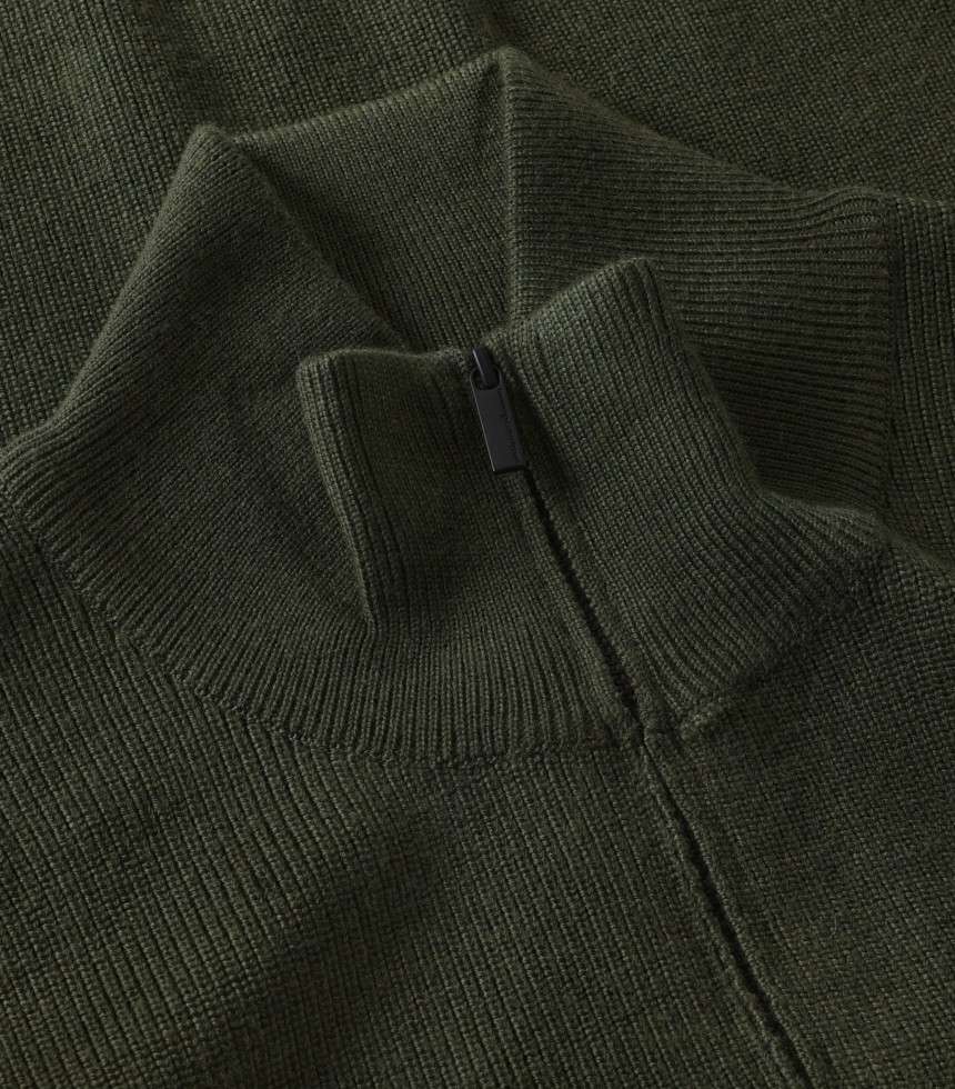 Pull zip laine mérinos vert olive