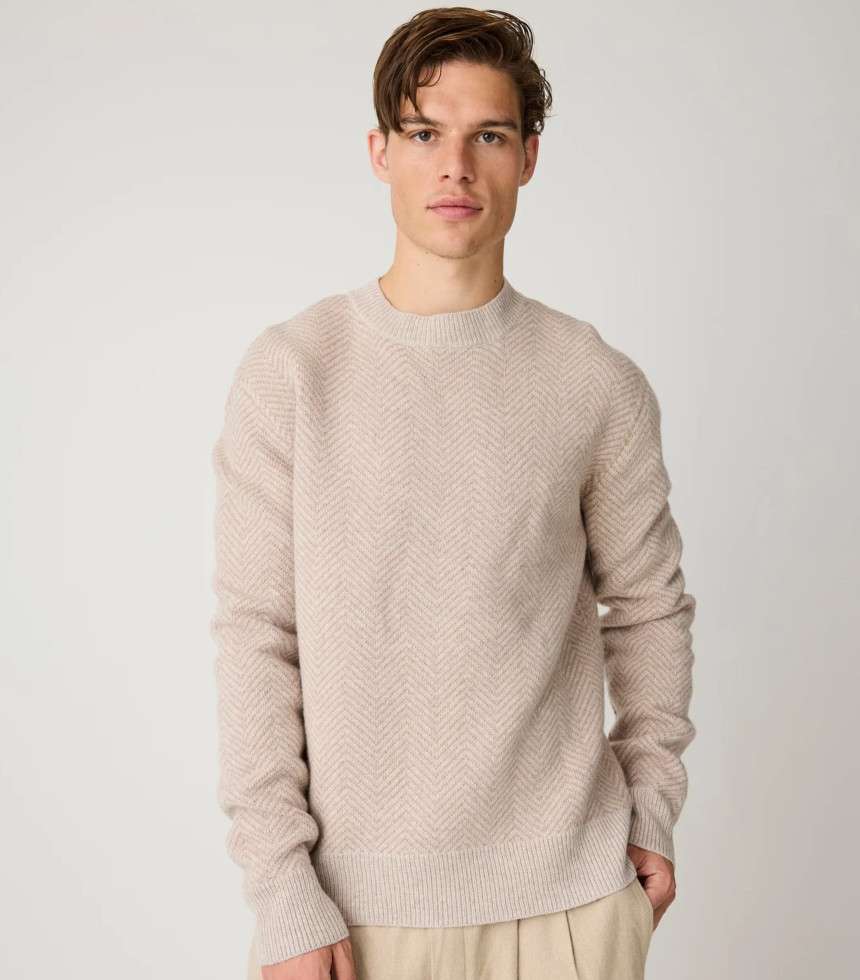 Pull jacquard laine nature mélange