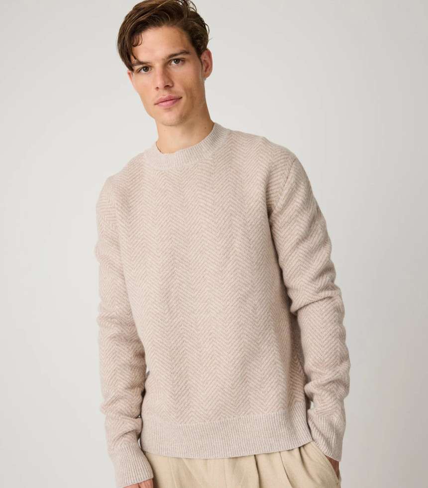 Pull jacquard laine nature mélange