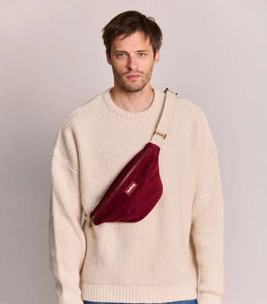 Sac banane Olivia velours bordeaux