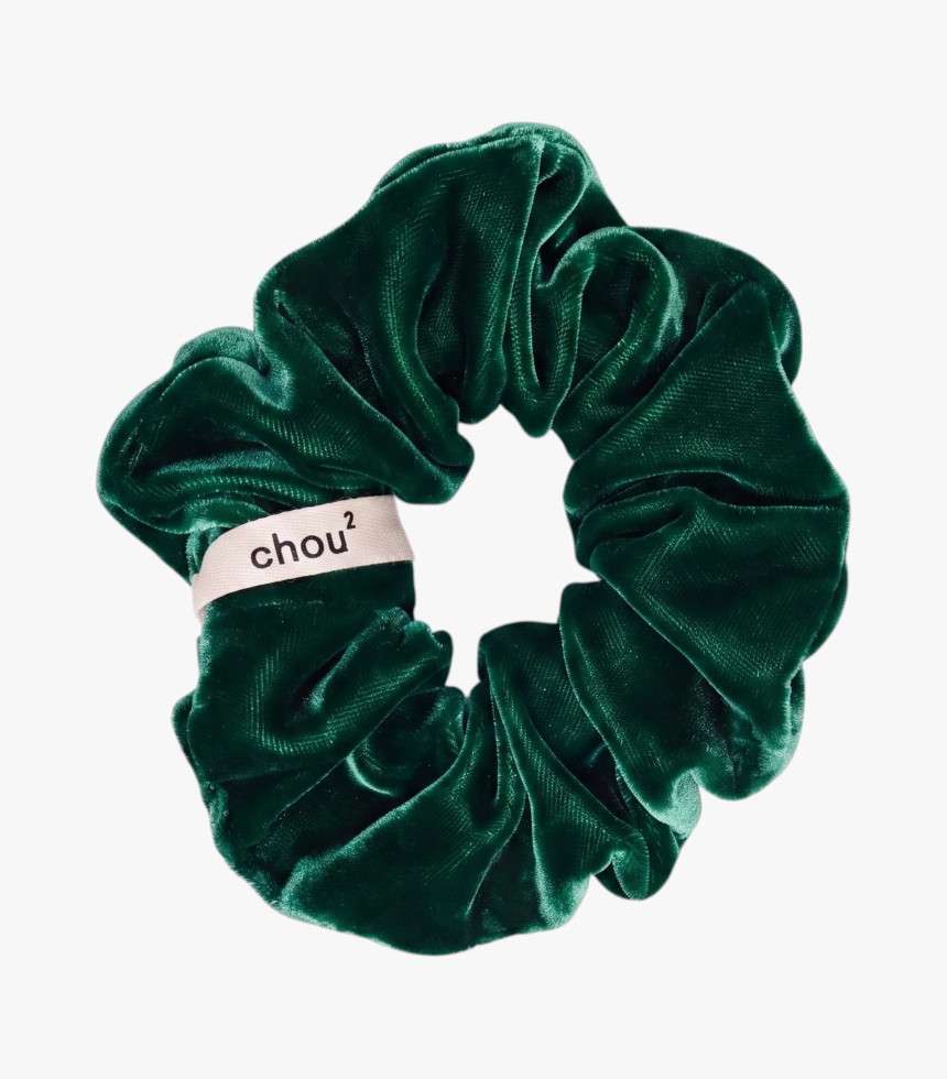 Chouchou au carré grand velours vert émeraude