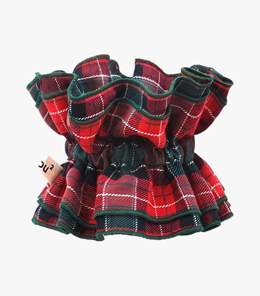 Maxi chouchou tartan rouge et vert bord vert