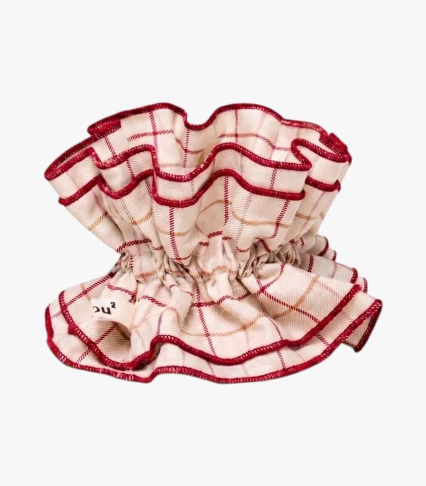 Chouchou maxi carreaux beige et bordeaux
