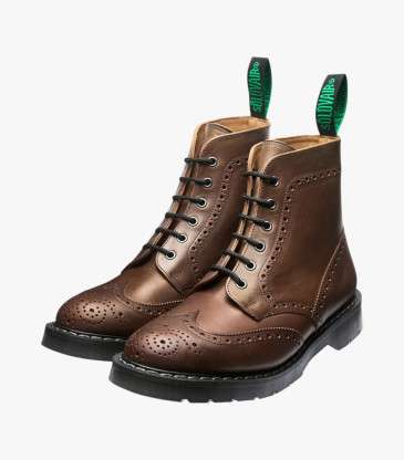 Boots brogue 6 œillets Gaucho crazy horse marron