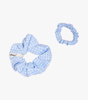 Chouchou vichy bleu ciel grand