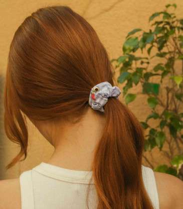 Chouchou vichy bleu ciel grand
