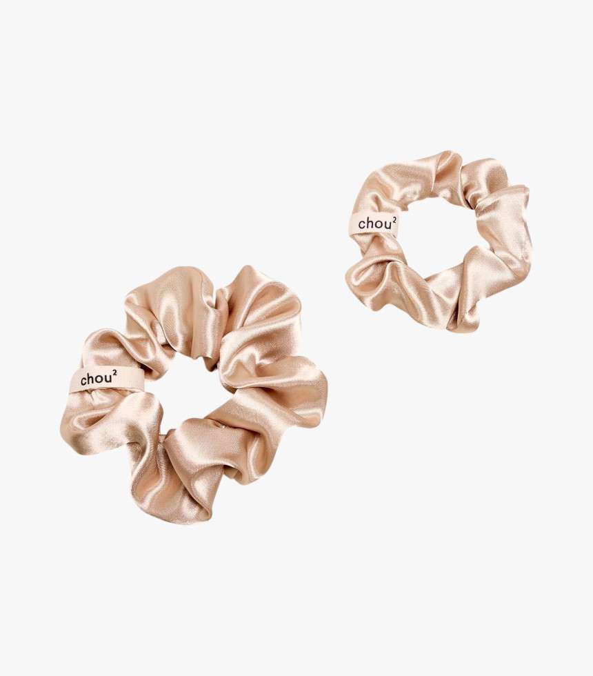 Chouchou au carré grand satin champagne