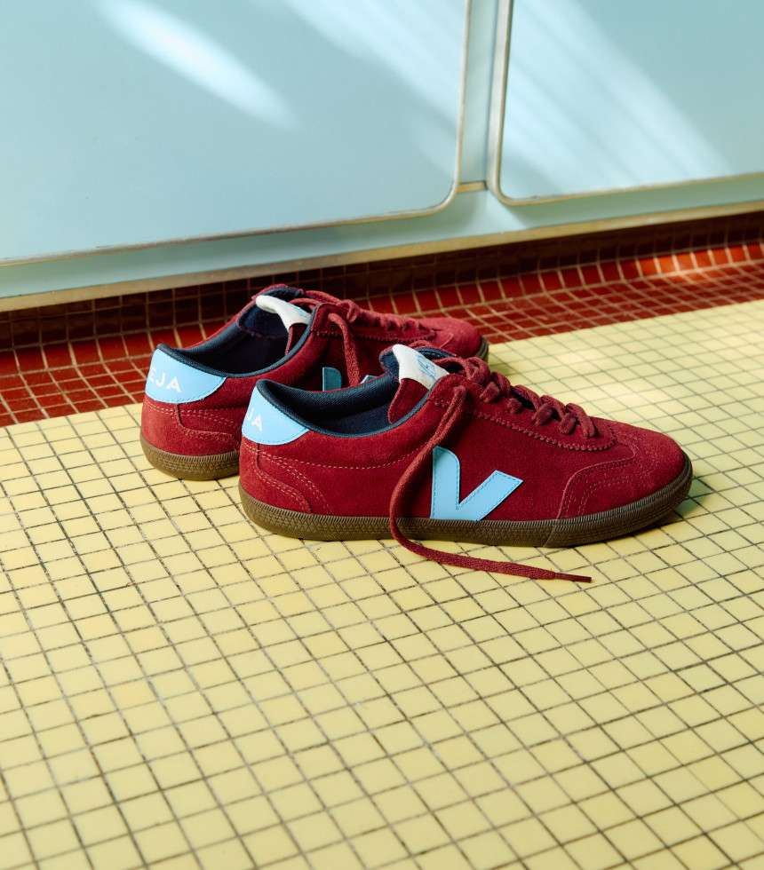 Baskets Volley suede grenat et bleu