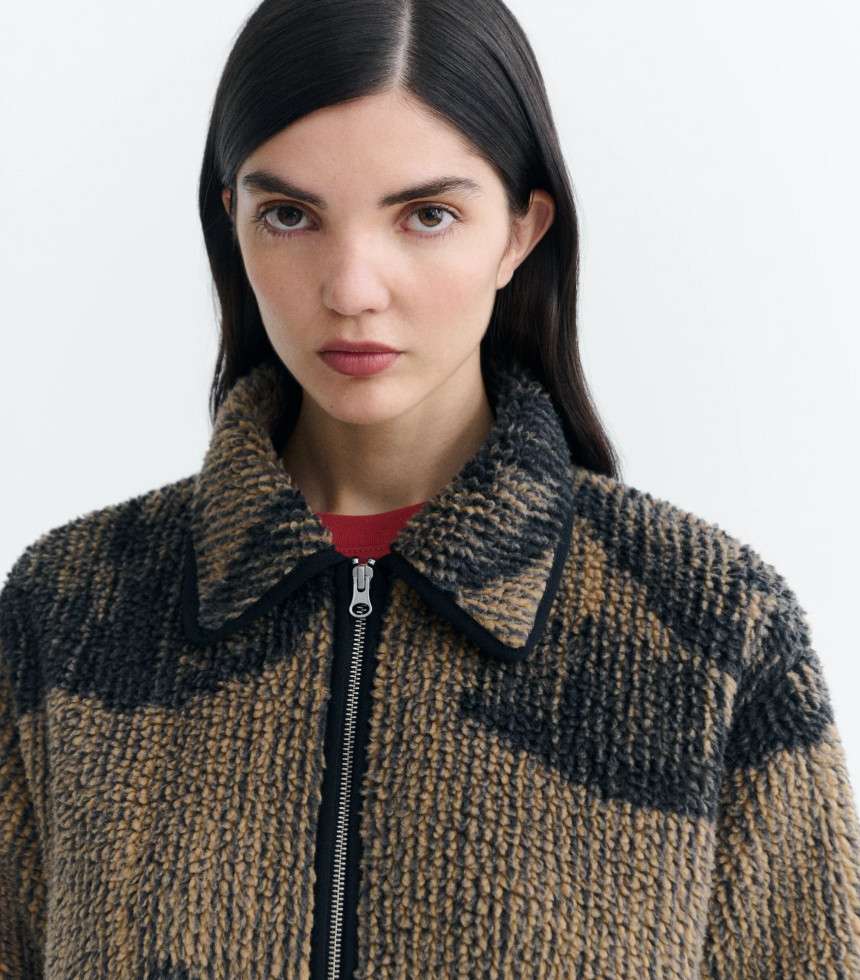Veste polaire Kendra marron à motif lotus