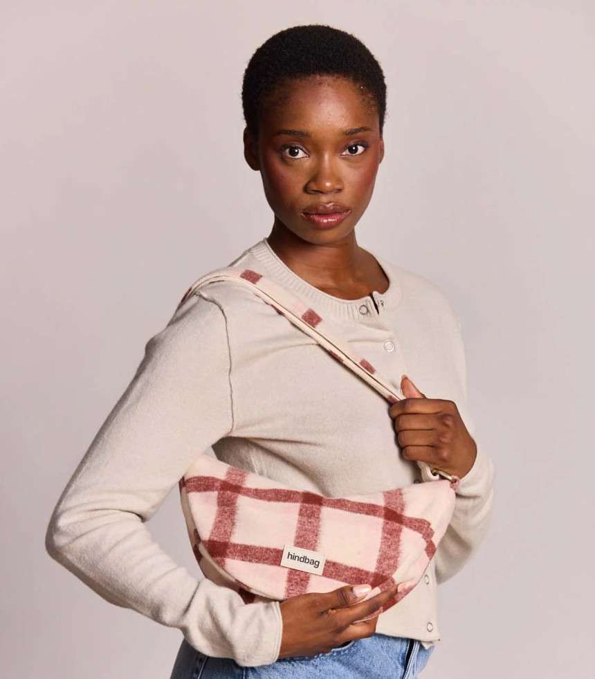 Sac banane Andrea tartan rose