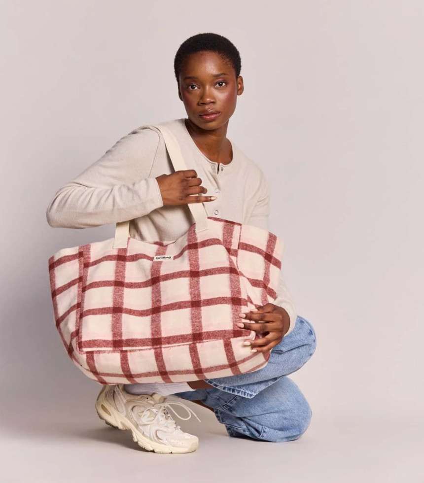 Sac cabas Claude tartan rose