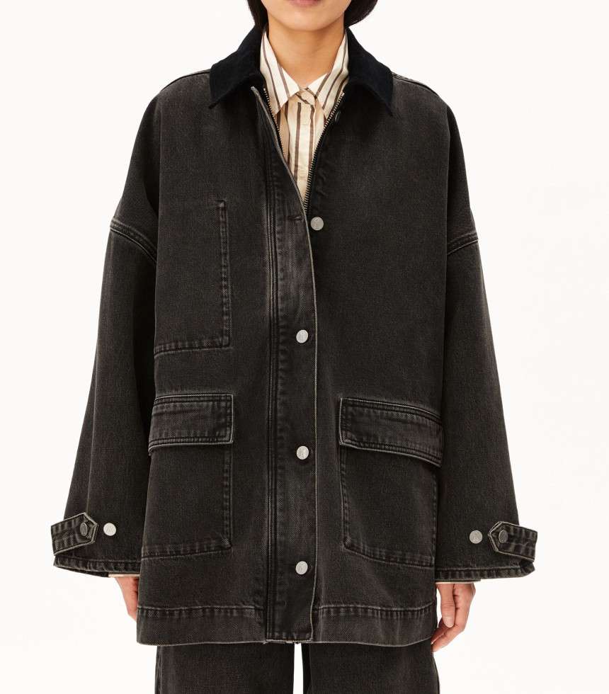 Veste en jean col velours nutmeg