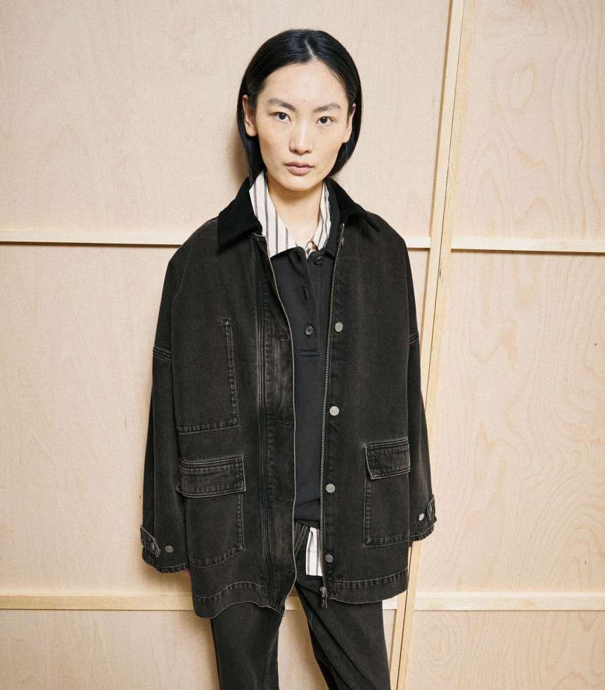 Veste en jean col velours nutmeg