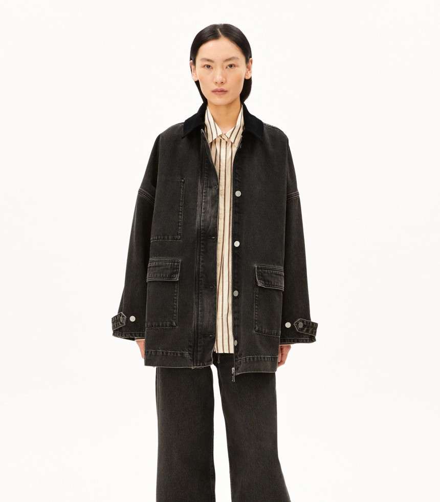 Veste en jean col velours nutmeg