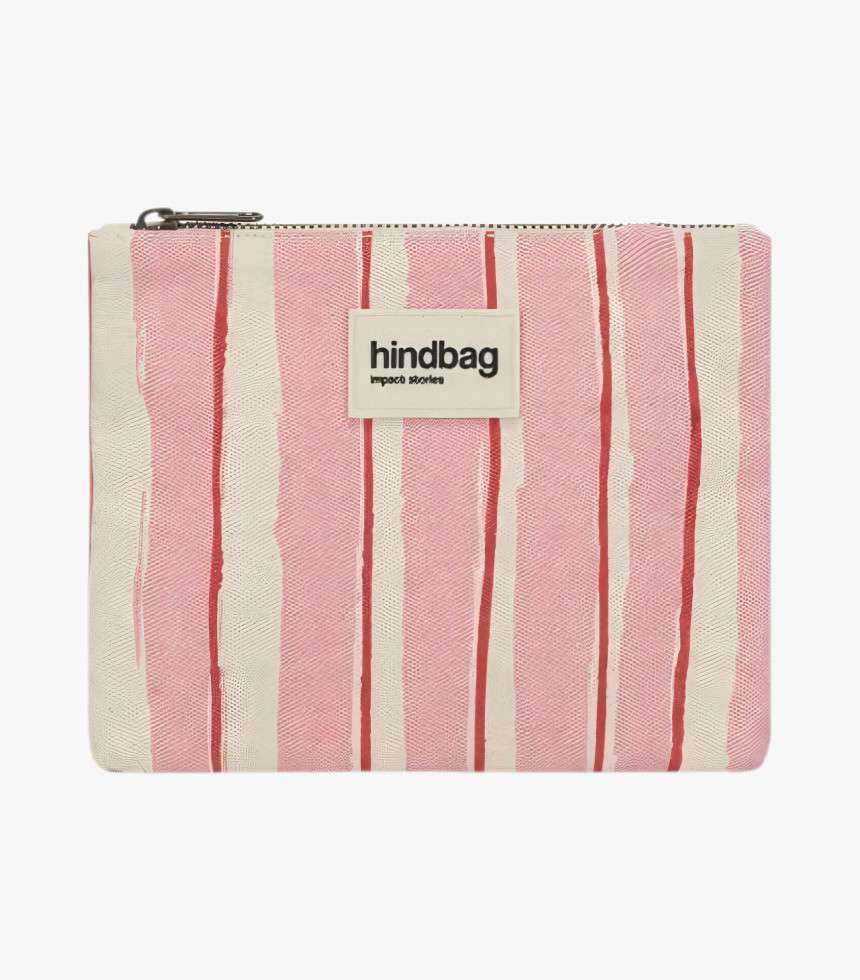 Pochette Lou rayures rouge et rose