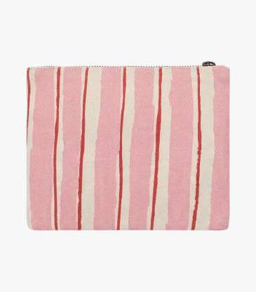 Pochette Lou rayures rouge et rose