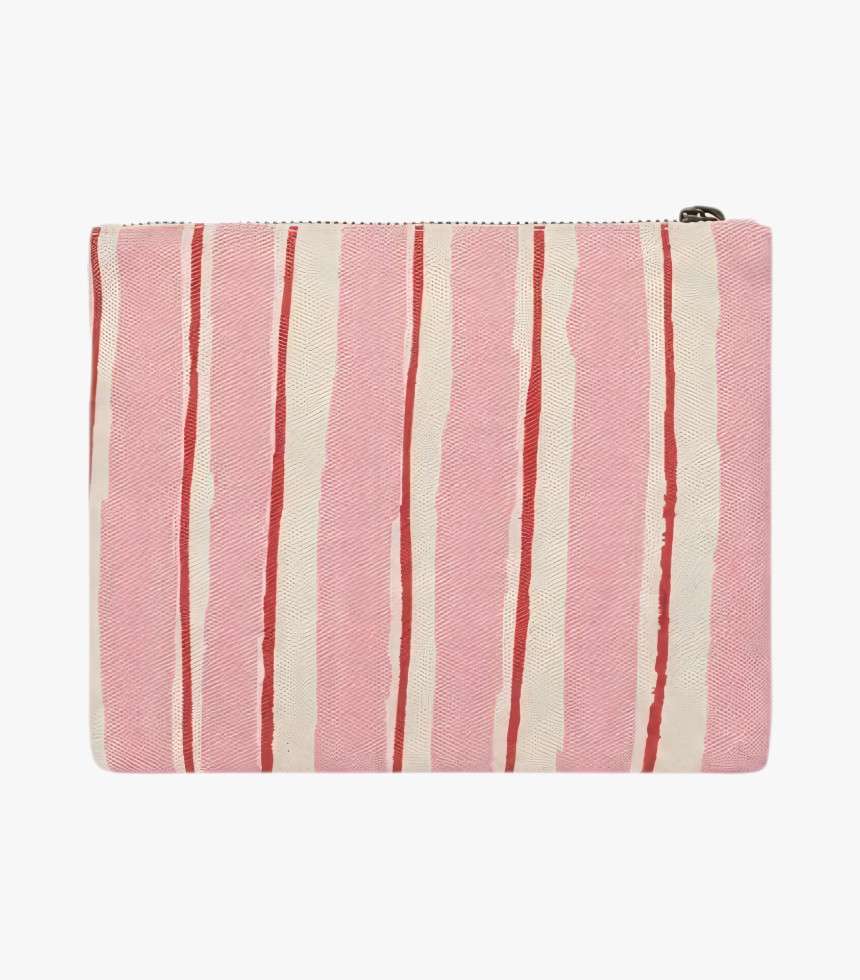 Pochette Lou rayures rouge et rose