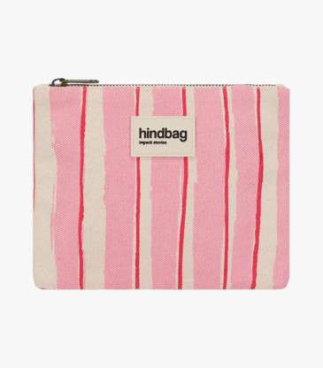 Pochette Lou rayures rouge et rose