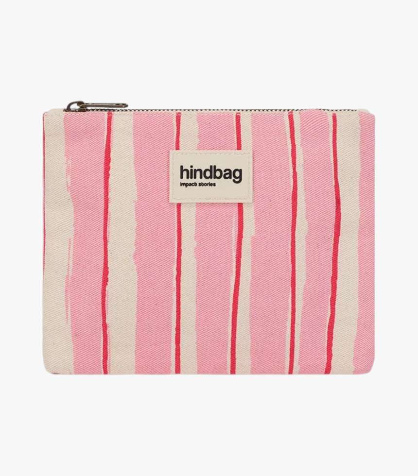 Pochette Lou rayures rouge et rose