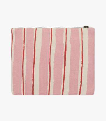 Pochette Lou rayures rouge et rose