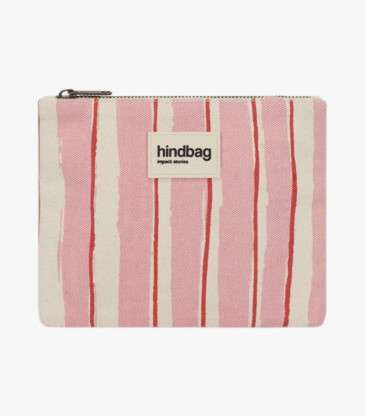 Pochette Lou rayures rouge et rose