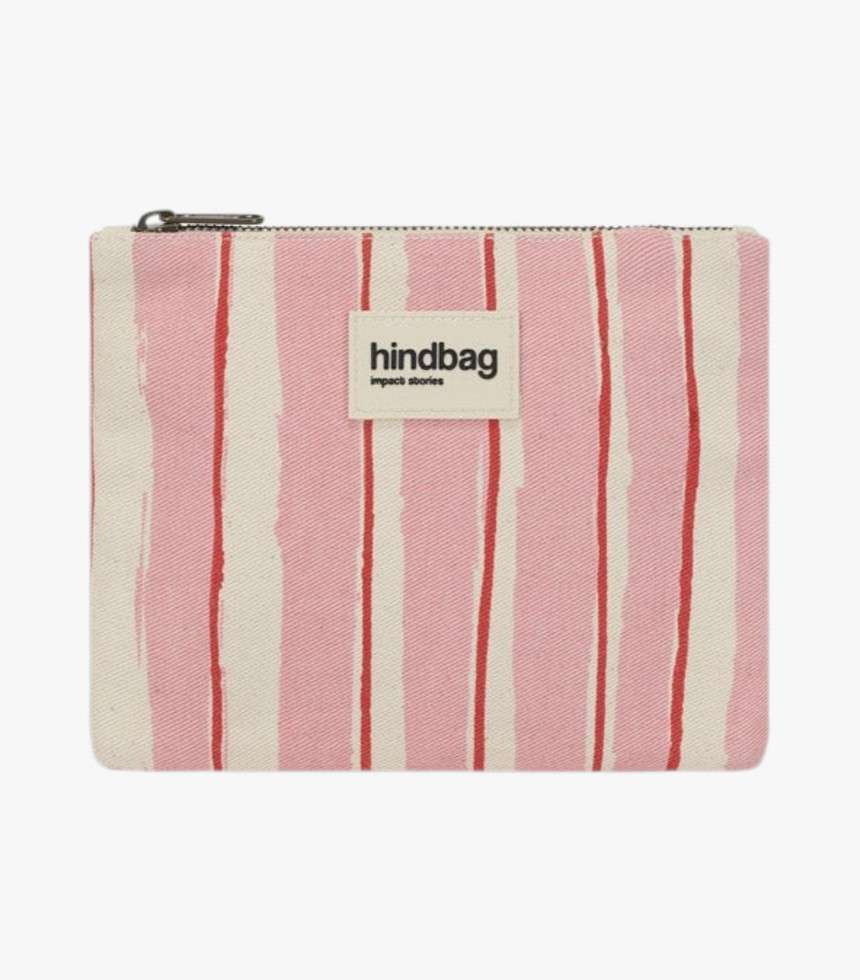 Pochette Lou rayures rouge et rose