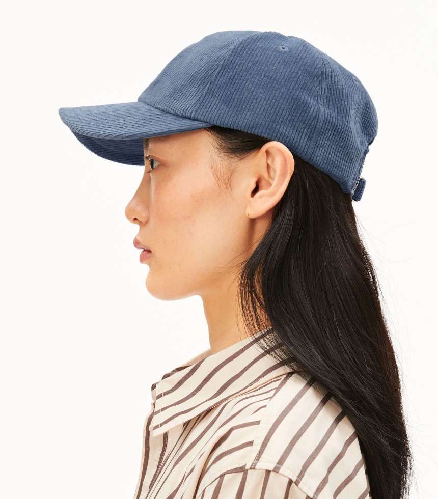 Casquette Yenaas velours côtelé bleu