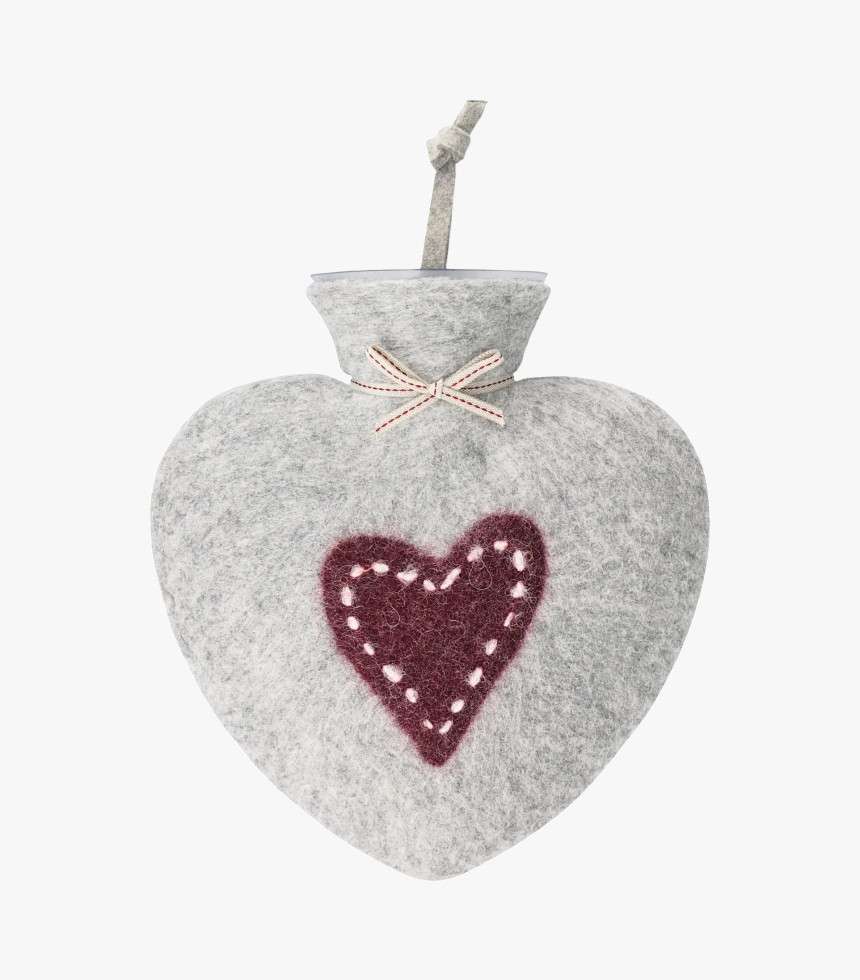 Bouillotte grise cœur rouge GM