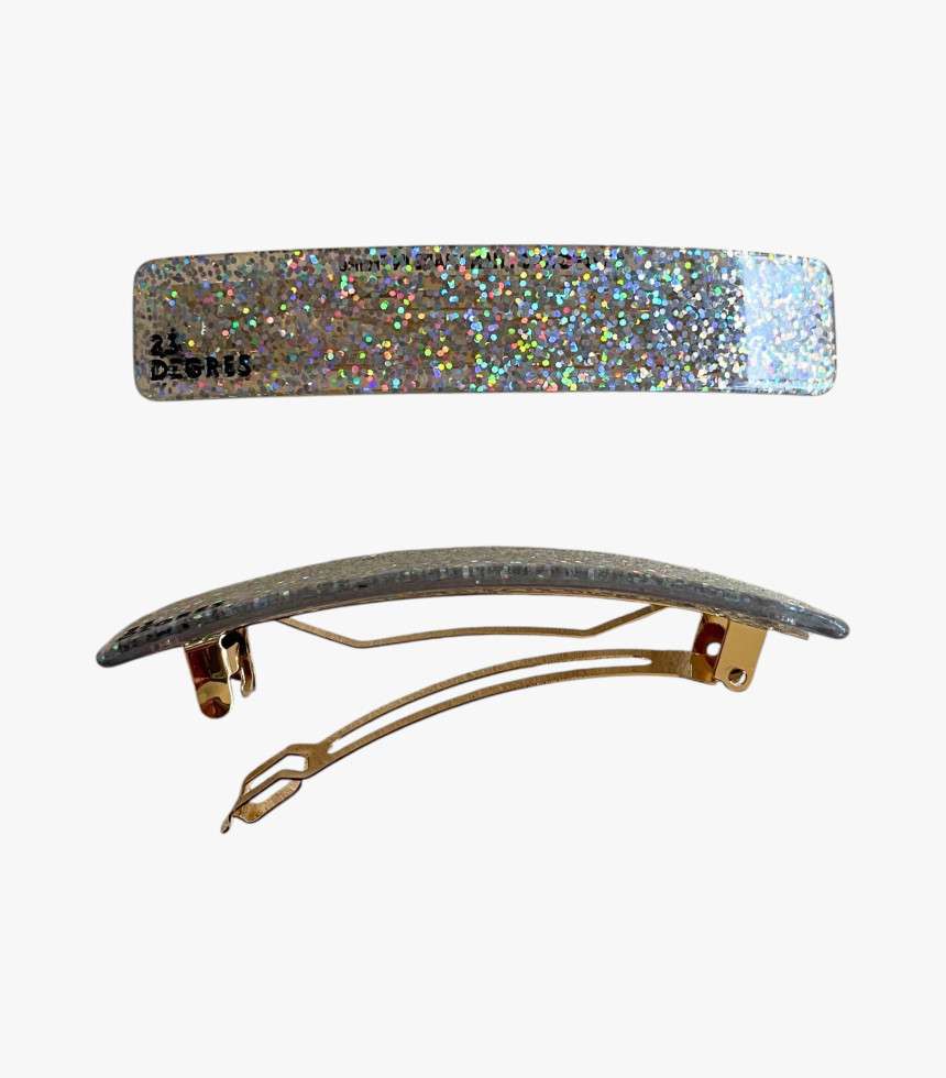 Barrette clic-clac paillettes argent 9 cm