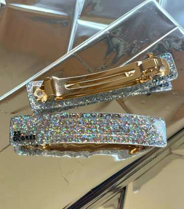Barrette clic-clac paillettes argent 9 cm